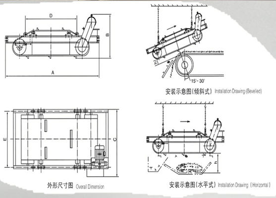 500~2000mm 벨트 너비 220V/380V 전압의 자기 배열 자석 철 분리기
